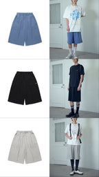 【niceghostclub】bermuda sweat shorts [ blue / black / grey ]