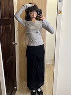 【Flare up】Layered Bustier Long Sleeve [Black / Grey / Charcoal / White]