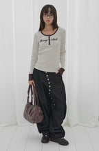 【Fancy Club】HENLEY NECK WAFFLE LONG SLEEVE [Beige / Gray]