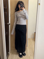【Flare up】Layered Bustier Long Sleeve [Black / Grey / Charcoal / White]
