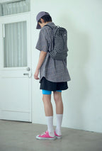 【niceghostclub】seersucker travel backpack [ navy / black ]