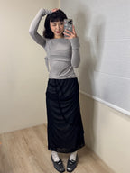 【Flare up】Layered Bustier Long Sleeve [Black / Grey / Charcoal / White]