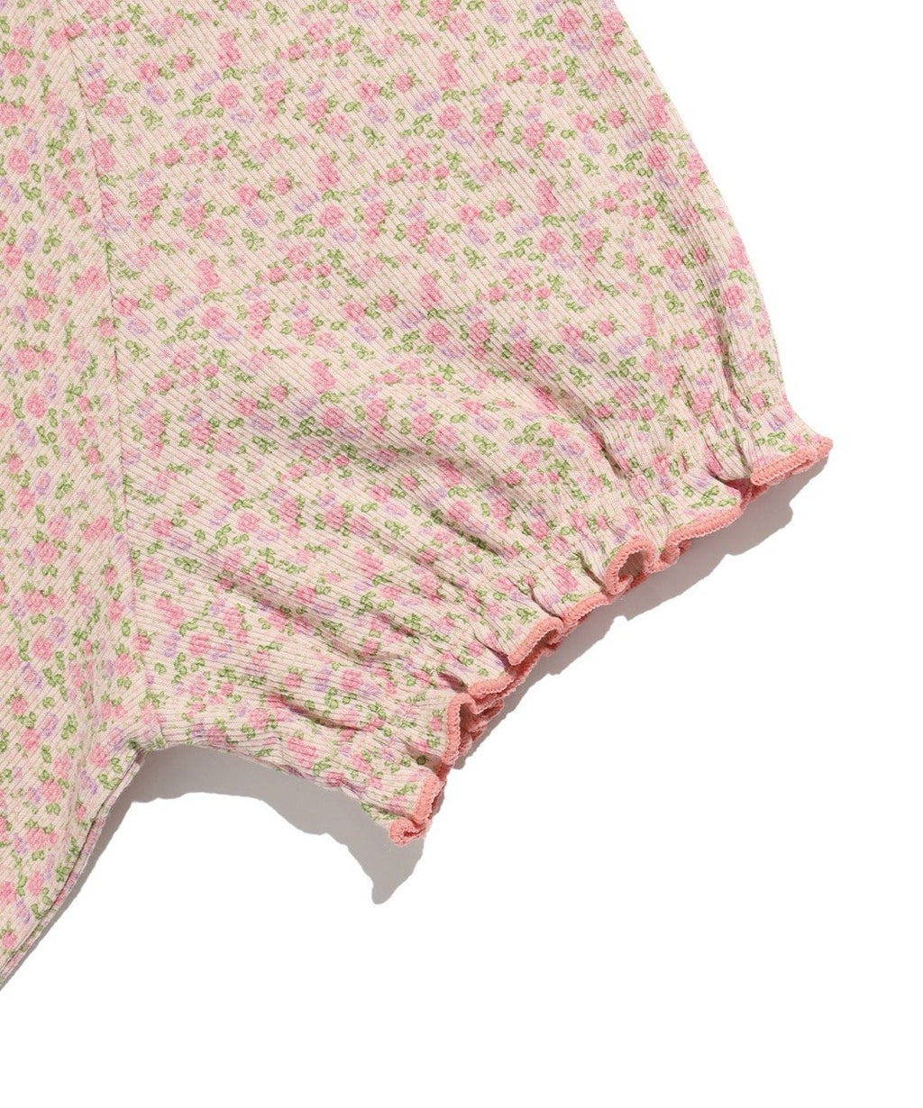 【niceghostclub】FFATS flower puff shirring tee [ mix ]