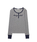【Fancy Club】HENLEY NECK WAFFLE LONG SLEEVE [Beige / Gray]
