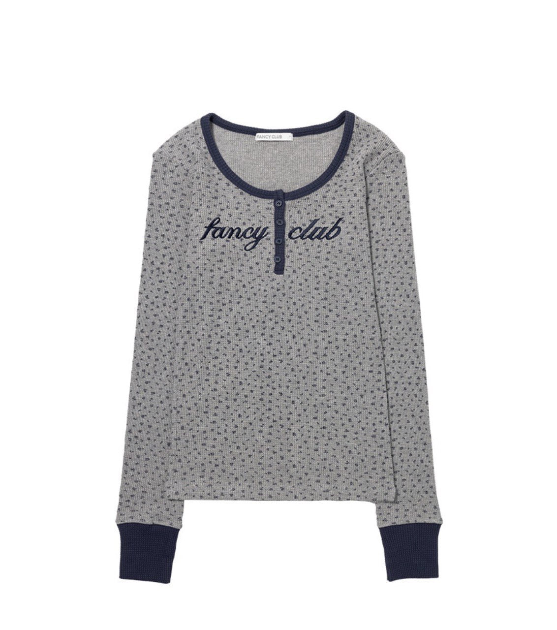 【Fancy Club】HENLEY NECK WAFFLE LONG SLEEVE [Beige / Gray]