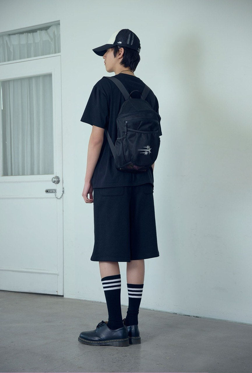 【niceghostclub】bermuda sweat shorts [ blue / black / grey ]