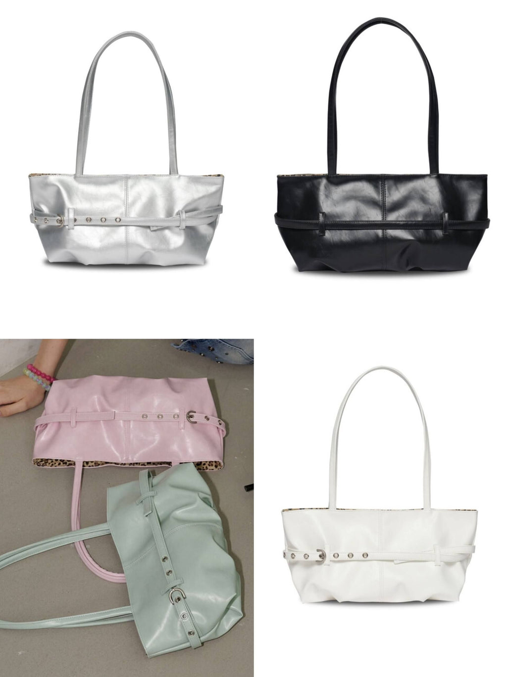 【OTIE】Tied boat bag [ MINT / BLACK / PINK / WHITE / SLIVER ]