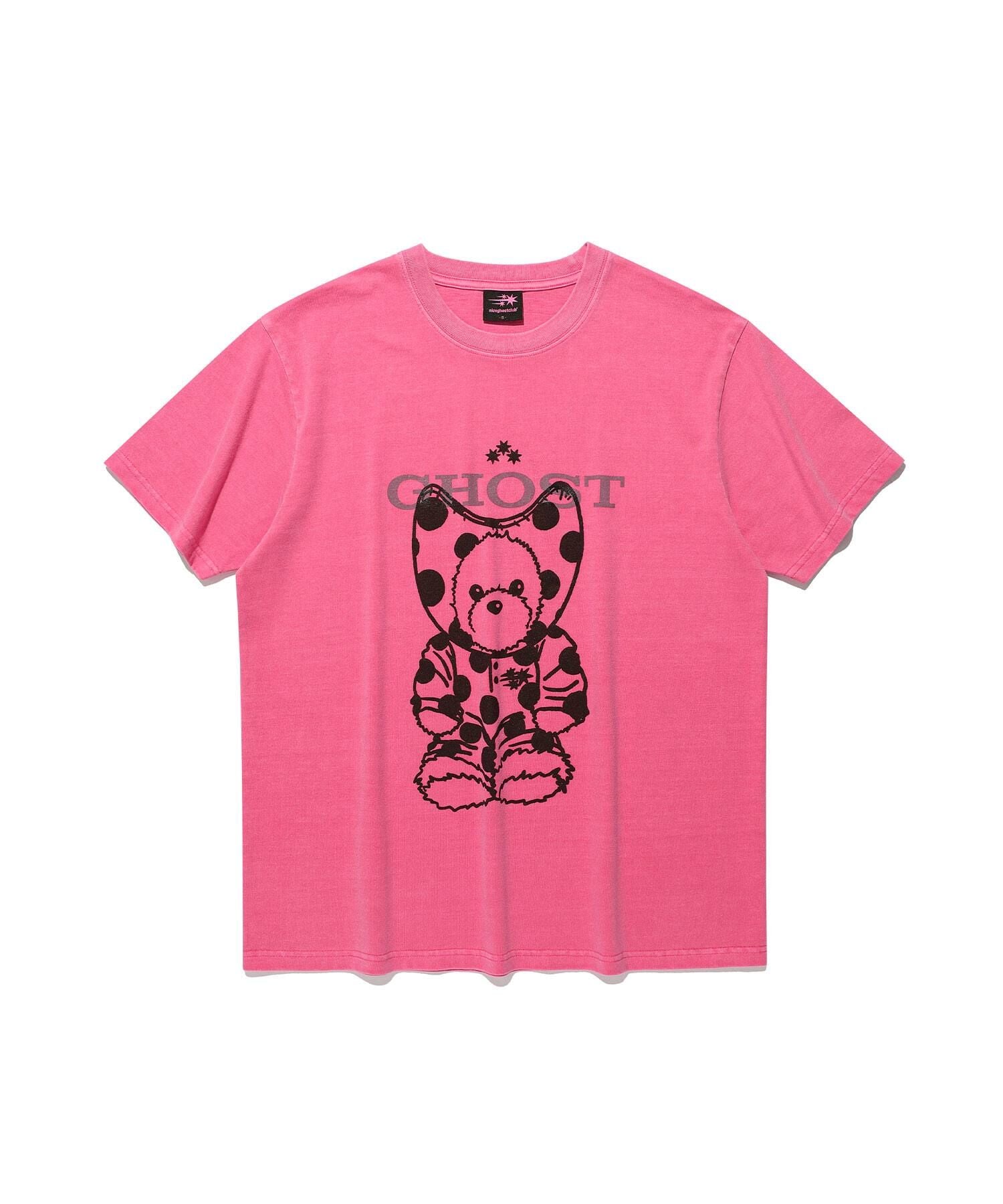 【niceghostclub】devil bear doll pigment dyed tee [ charcoal / pink ]