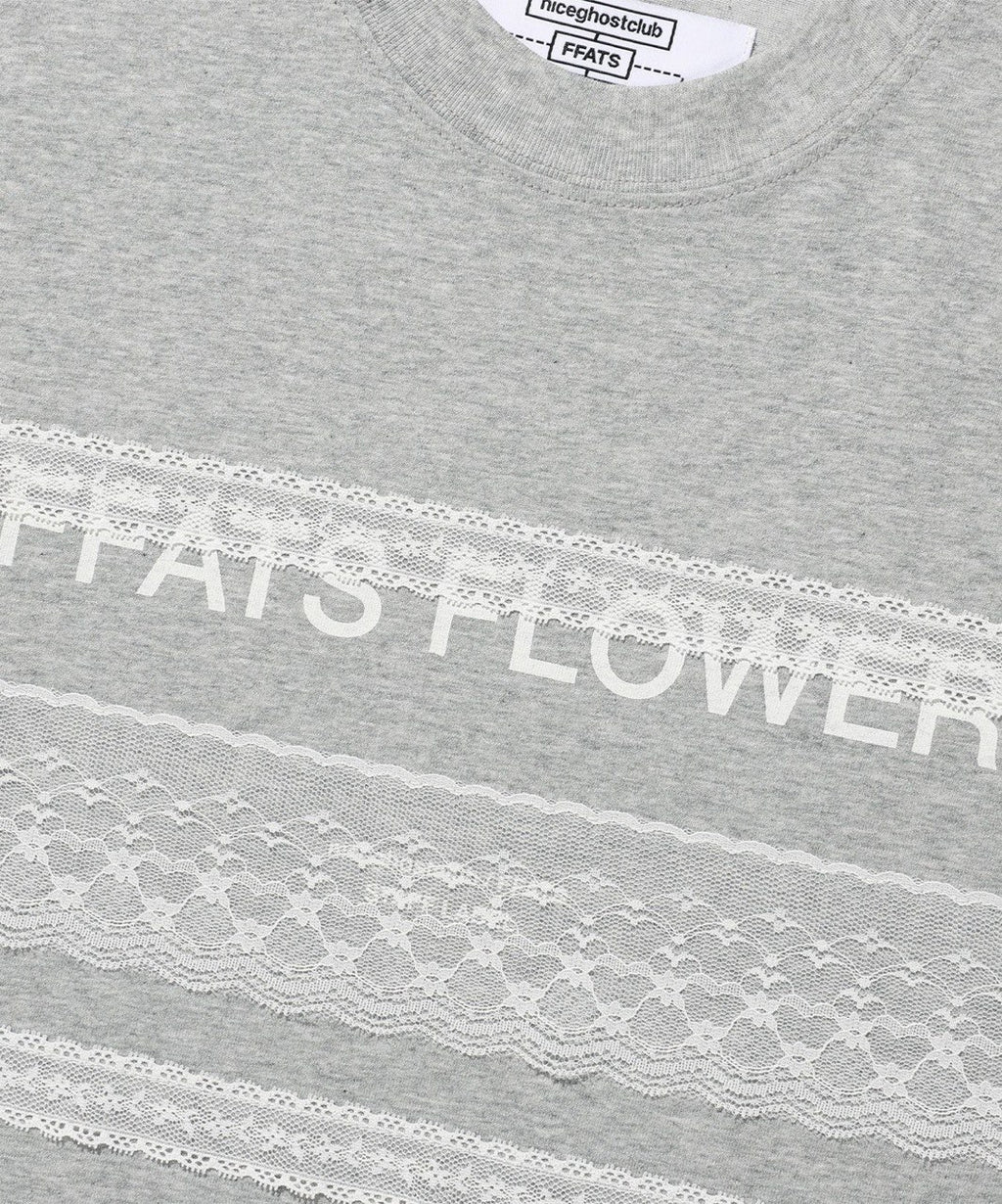 【niceghostclub】FFATS flower logo lace tee [ grey ]