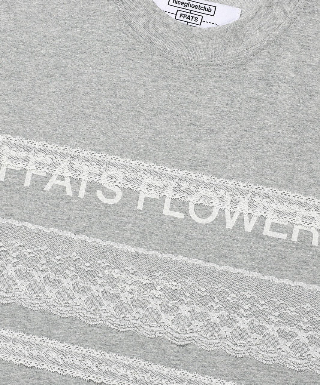 【niceghostclub】FFATS flower logo lace tee [ grey ]