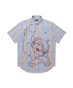 【niceghostclub】angel check big big half shirt [ blue / pink ]