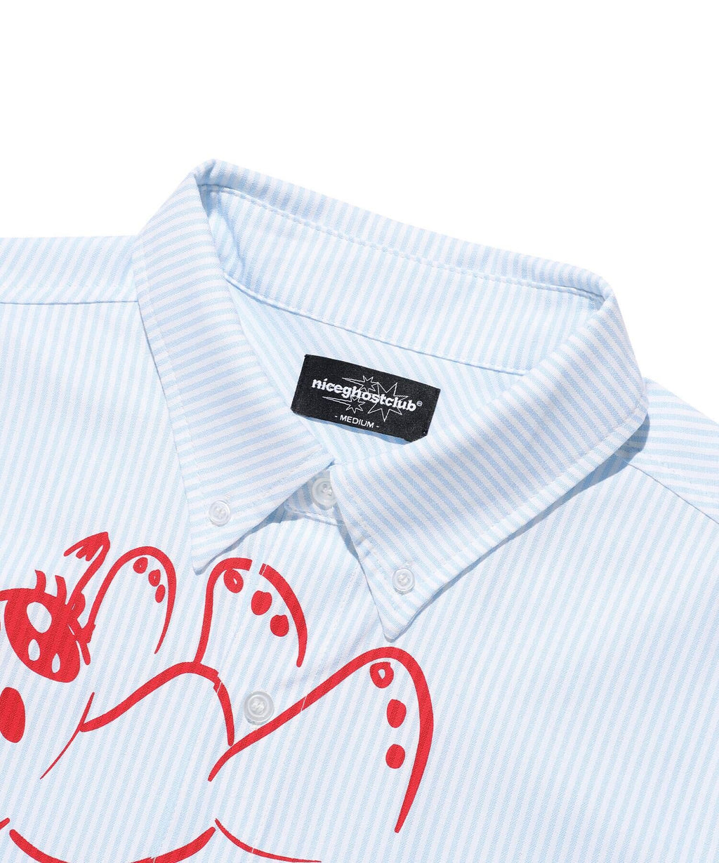 【niceghostclub】baby guardians stripe big big half shirt [ blue / gray ]