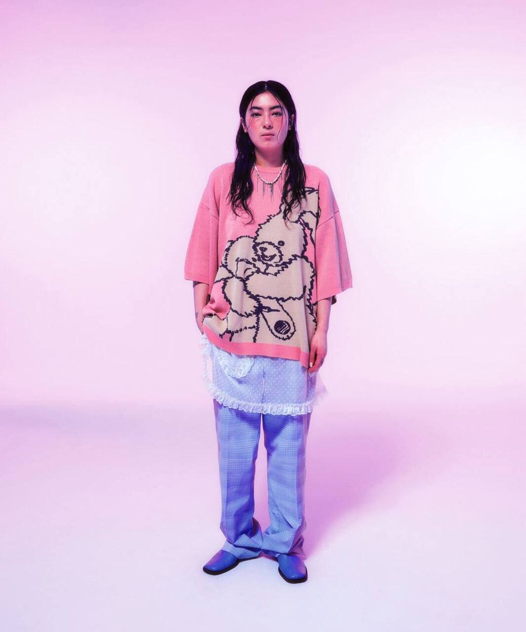 【niceghostclub】kidnapping big big knit tee [charcoal/dust pink]