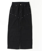 鉚釘線直筒牛仔褲  [White / Black]