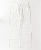 鉚釘線直筒牛仔褲  [White / Black]