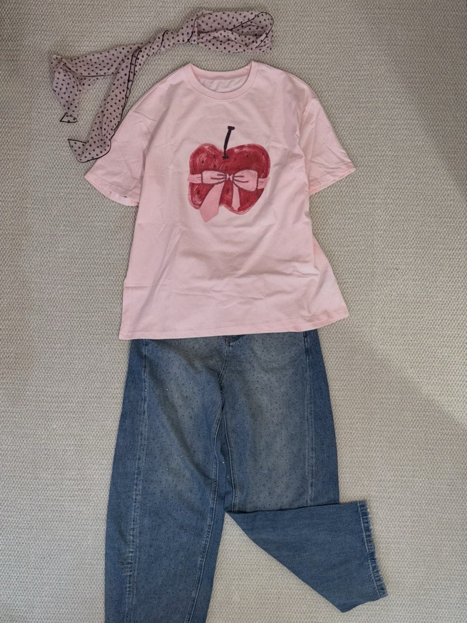 蘋果蝴蝶結oversized T