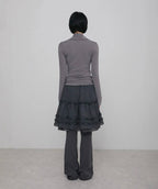 【Flare up】Asymmetrical Draped Shirt  [White / Black / Grey]