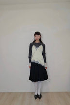 小性感蕾絲斜下擺背心