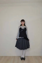 小性感蕾絲斜下擺背心