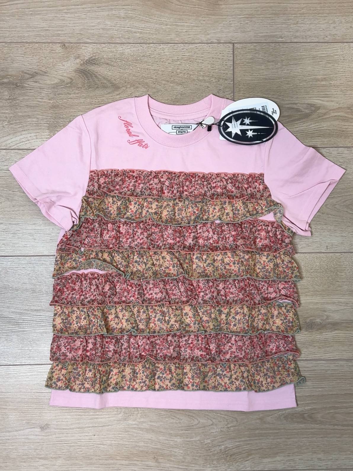 【niceghostclub】FFATS flower frill tee [ pink ]