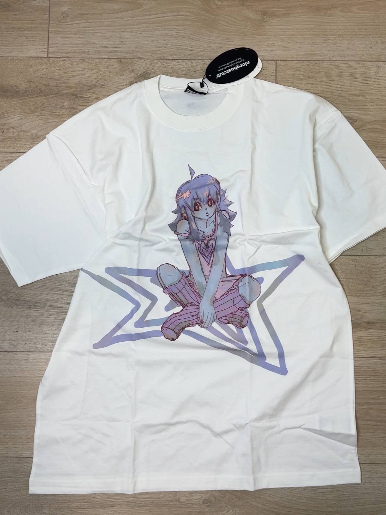 【niceghostclub】star girl big big tee [ white ]