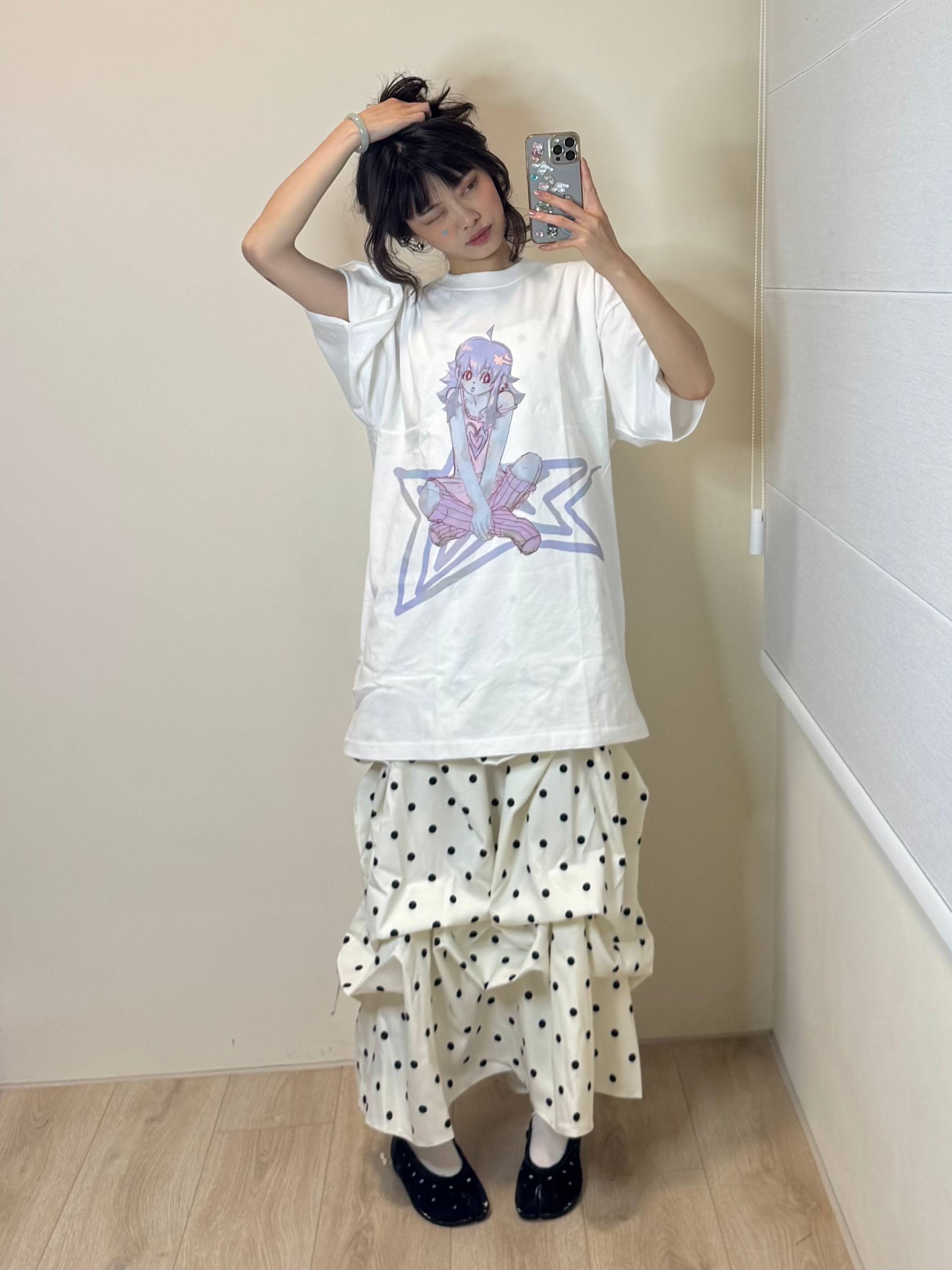 【niceghostclub】star girl big big tee [ white ]