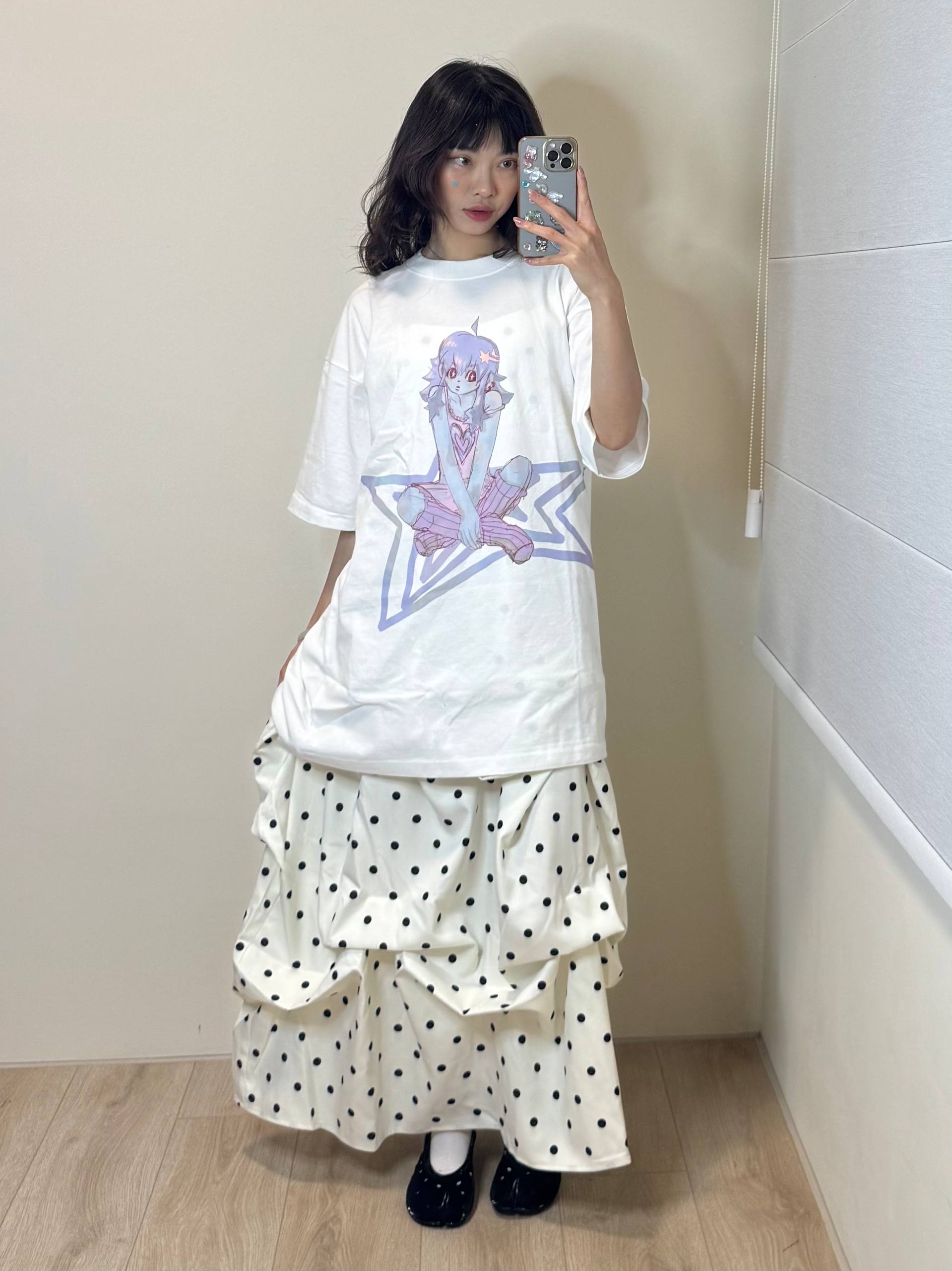 【niceghostclub】star girl big big tee [ white ]