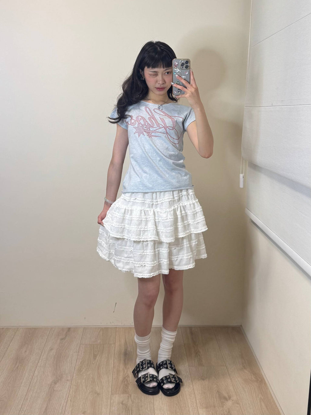 五分蛋糕鬆緊裙（有內襯）