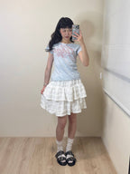 五分蛋糕鬆緊裙（有內襯）