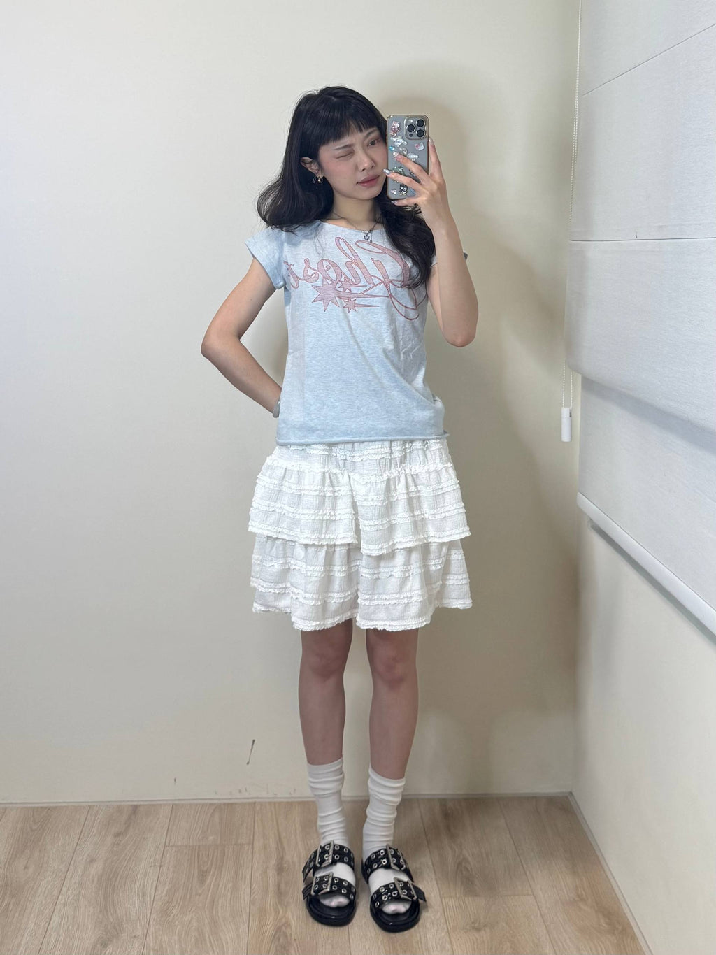 五分蛋糕鬆緊裙（有內襯）