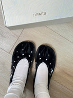 【PAES】Leather String Flat [ Black / Cheese ]
