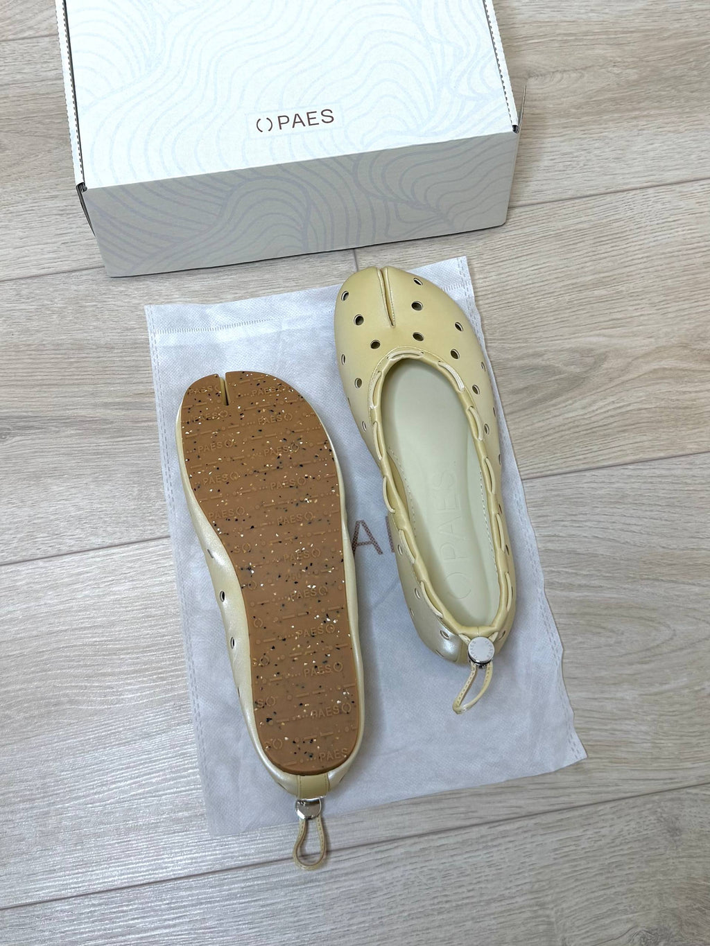 【PAES】Leather String Flat [ Black / Cheese ]