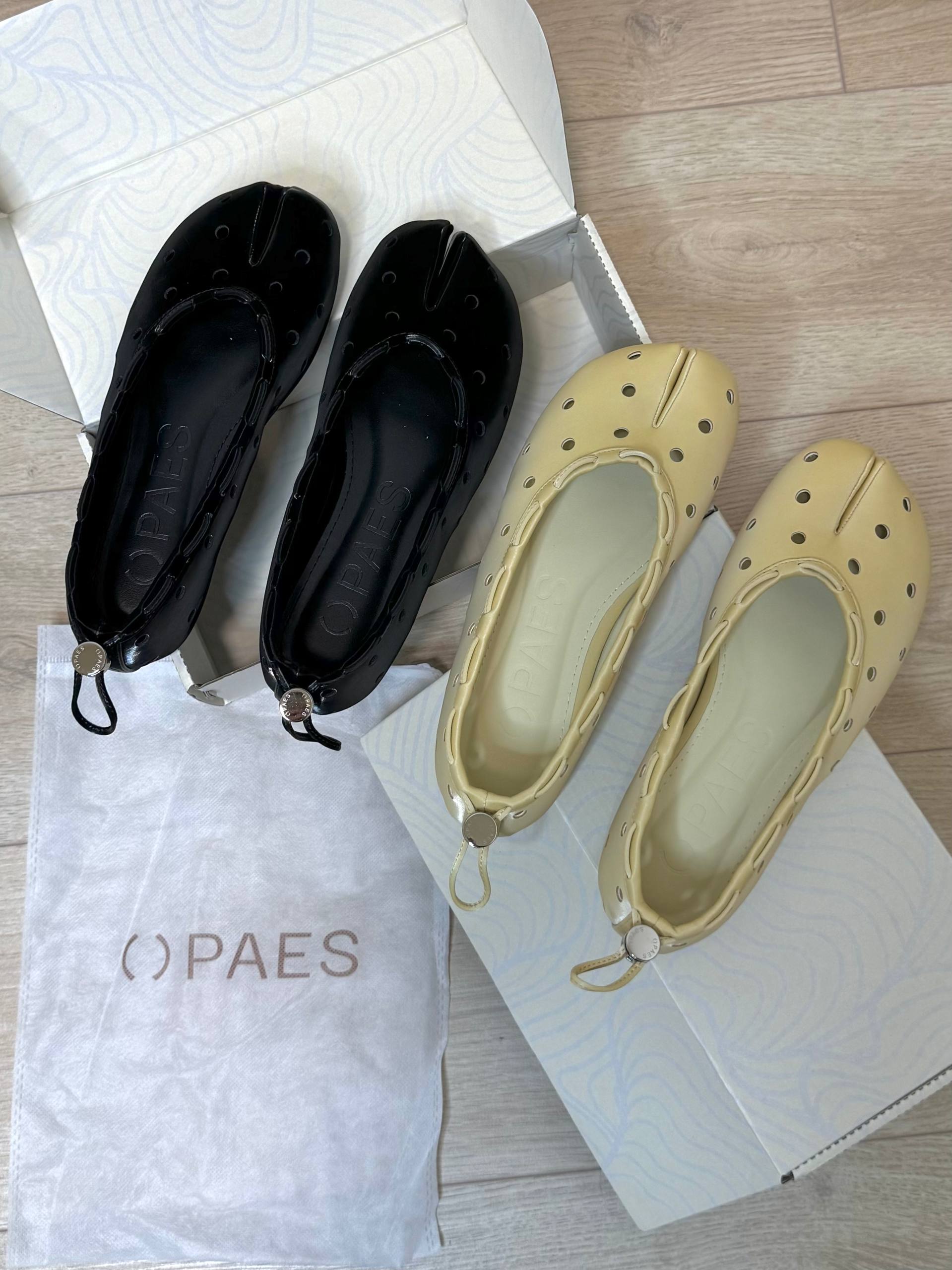 【PAES】Leather String Flat [ Black / Cheese ]