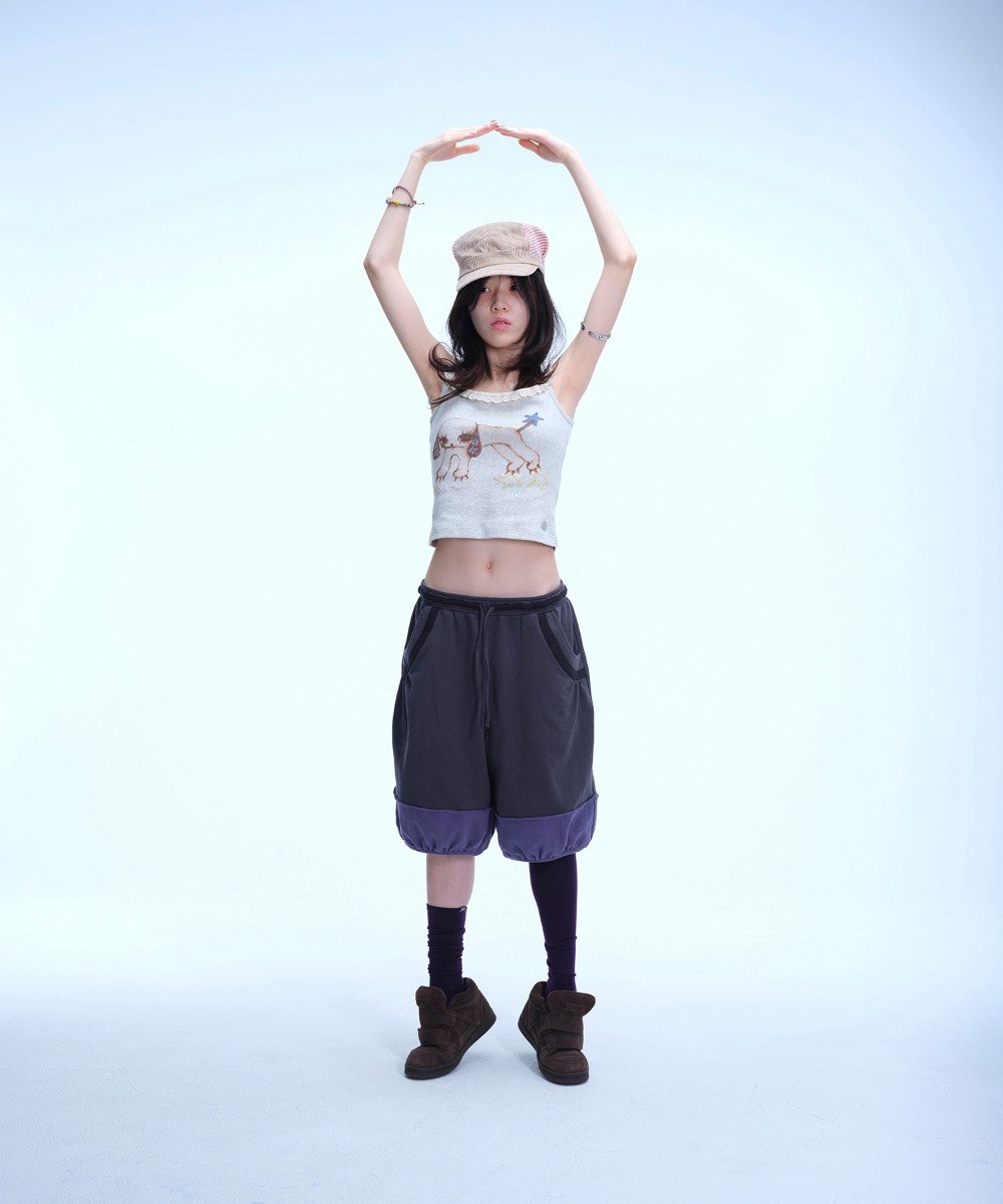 【COYSEIO】VINTAGE PUPPY LACE SLEEVELESS [ MELANGE / PURPLE ]