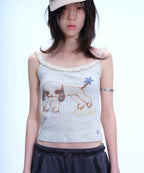 【COYSEIO】VINTAGE PUPPY LACE SLEEVELESS [ MELANGE / PURPLE ]