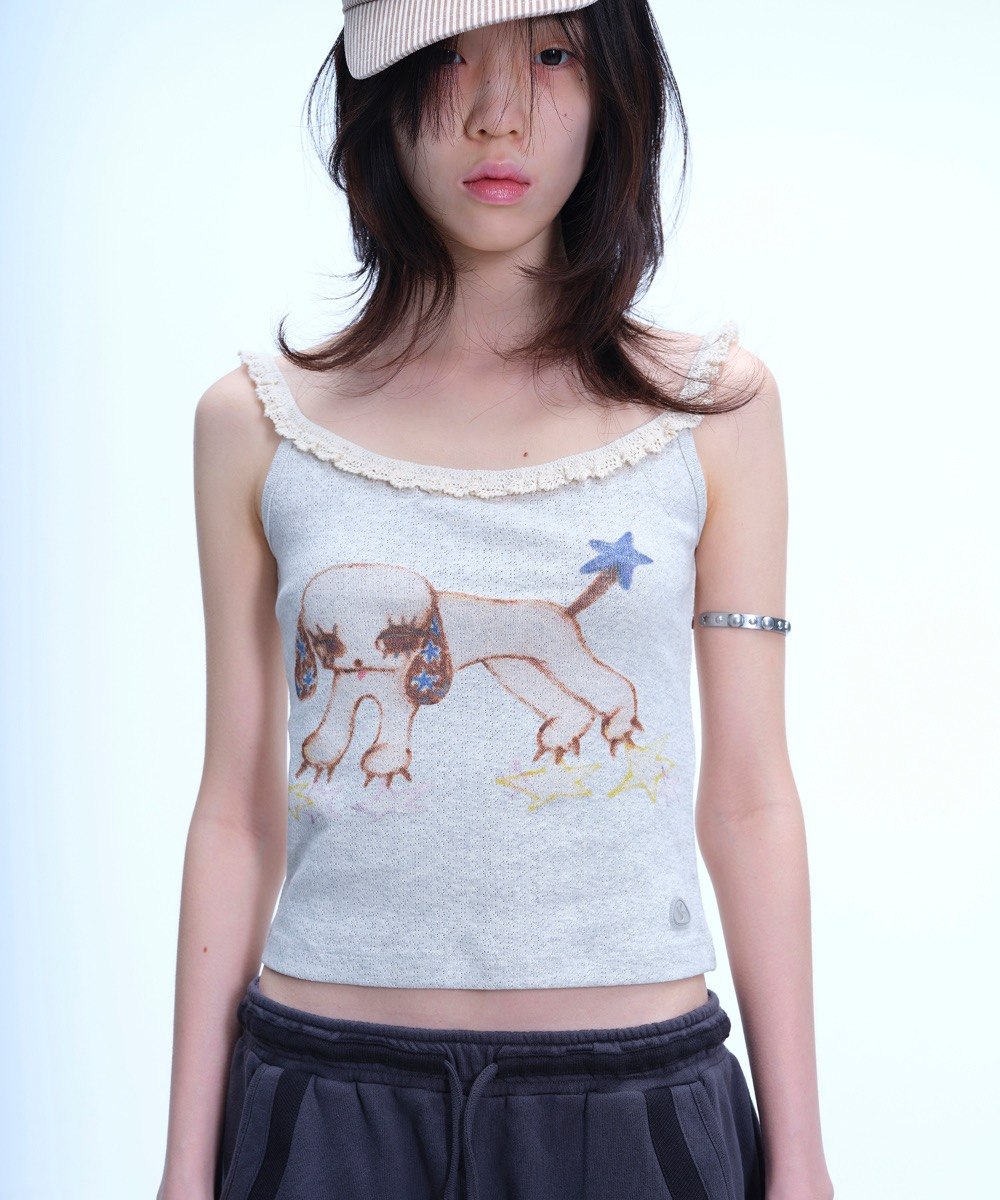 【COYSEIO】VINTAGE PUPPY LACE SLEEVELESS [ MELANGE / PURPLE ]