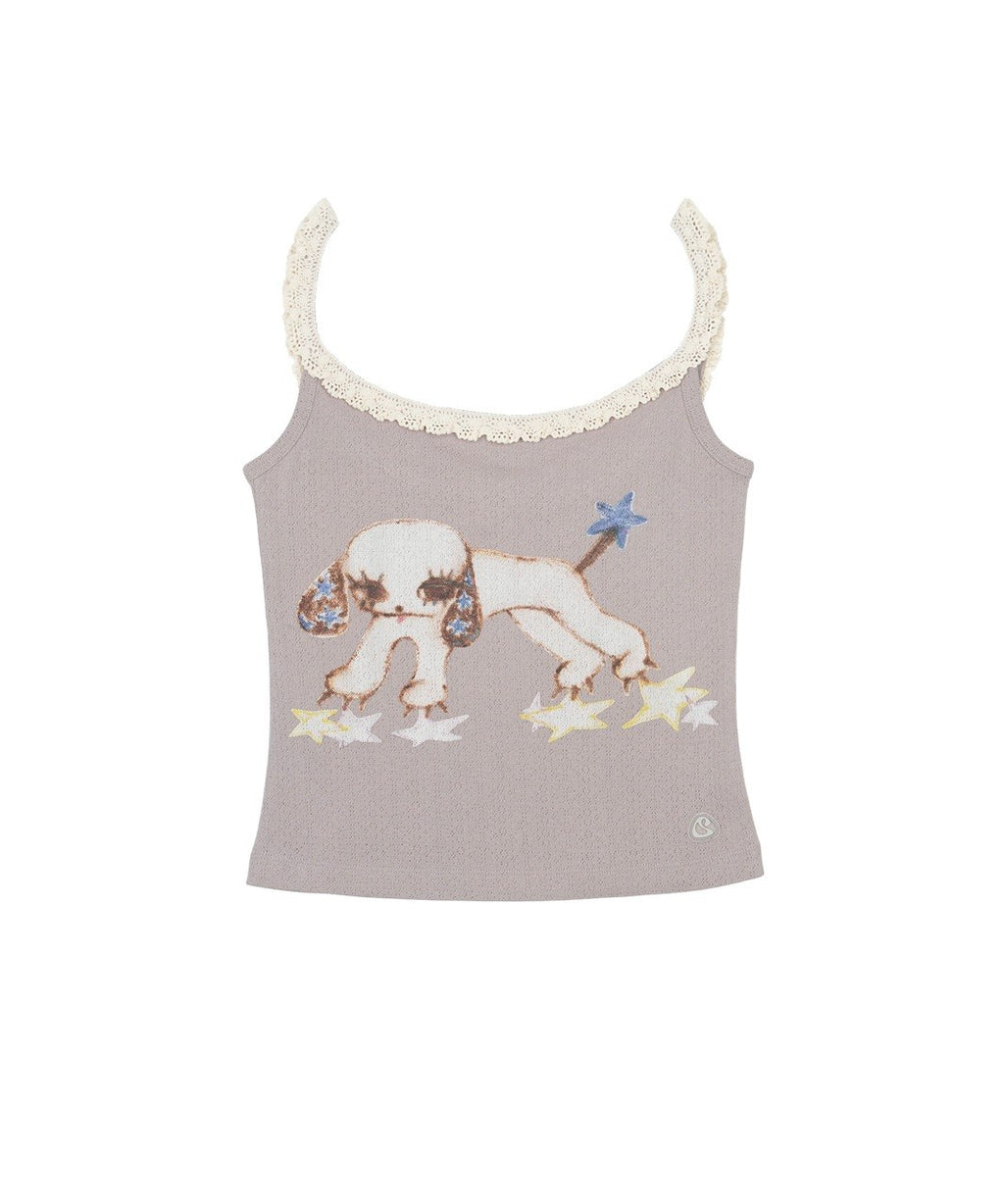 【COYSEIO】VINTAGE PUPPY LACE SLEEVELESS [ MELANGE / PURPLE ]