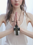 【SCULPTOR】Cross Stud Strap Wallet - 5 colors