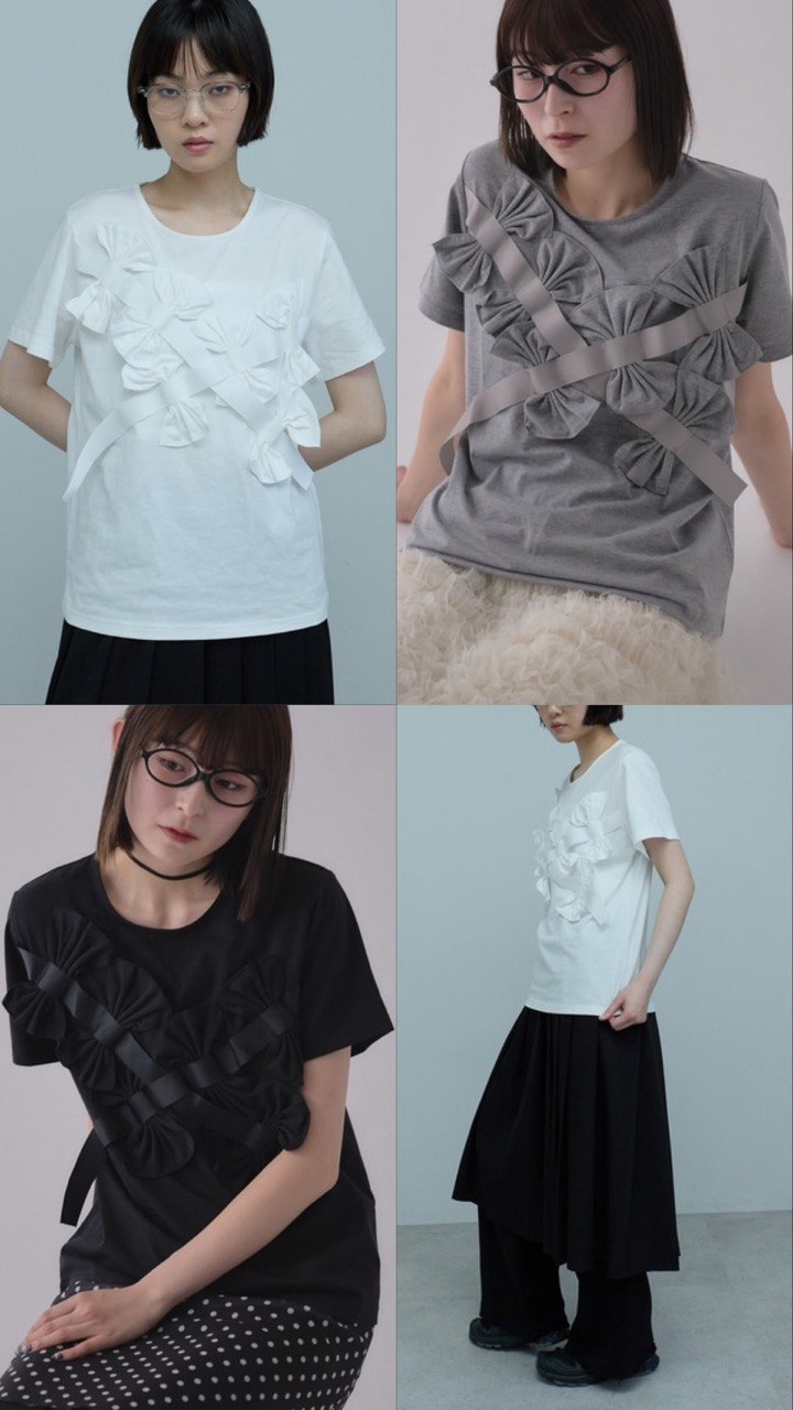 蝴蝶結剪裁縫製短袖 - 3 colors