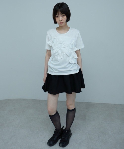 蝴蝶結剪裁縫製短袖 - 3 colors