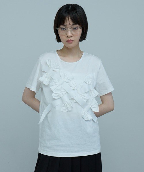 蝴蝶結剪裁縫製短袖 - 3 colors