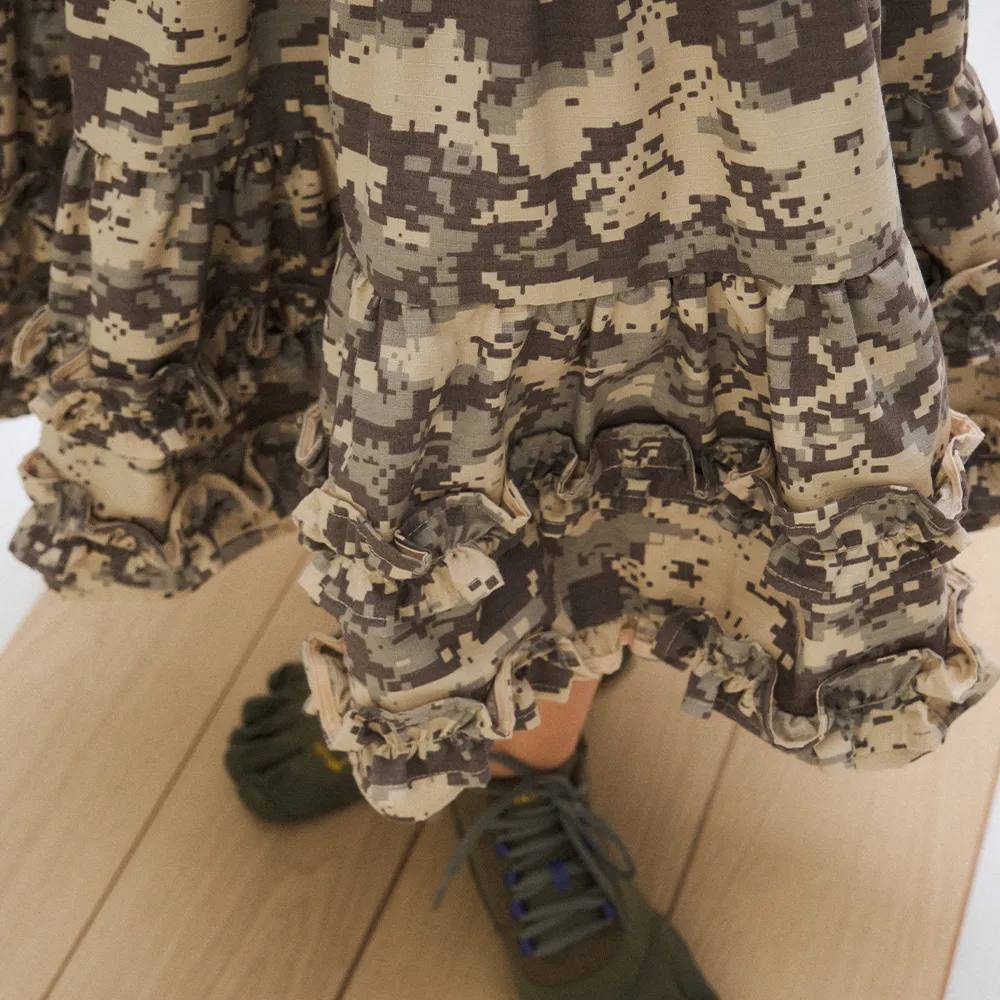 MIDDLE FRILL SKIRT - CAMO