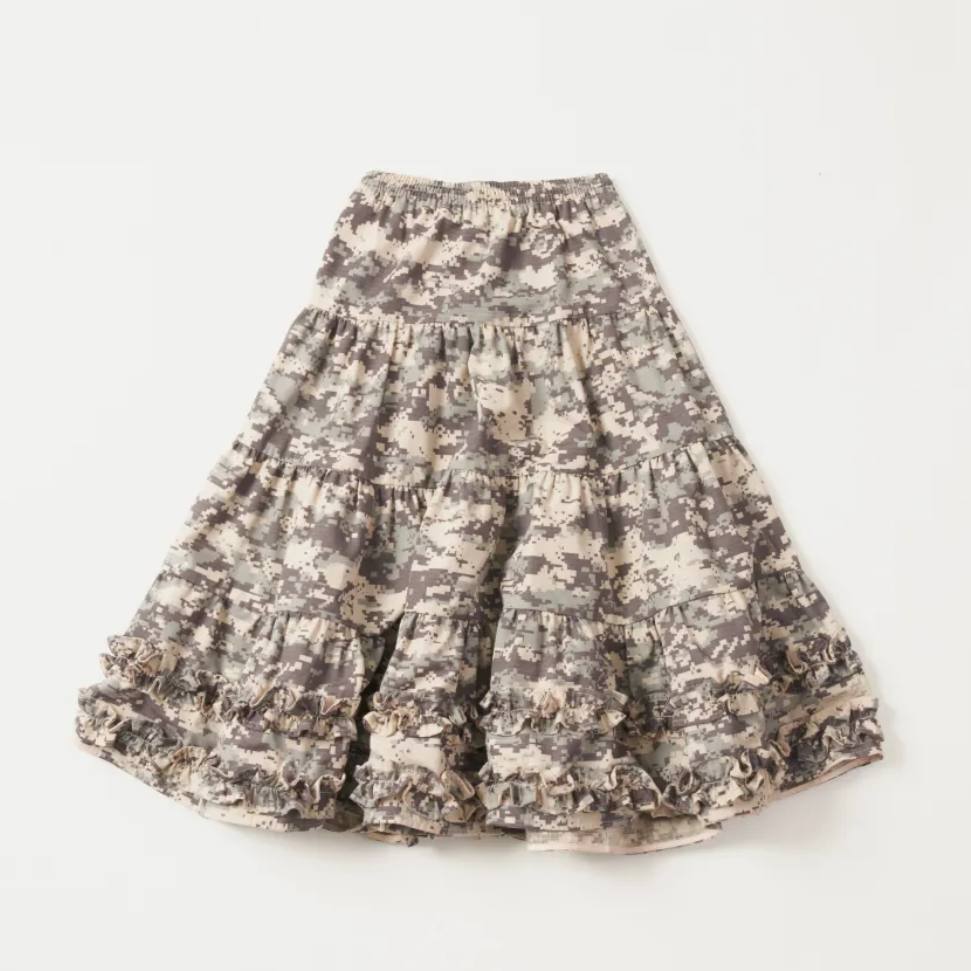 MIDDLE FRILL SKIRT - CAMO