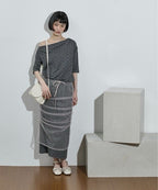 圓點斜肩短袖 - 2 colors
