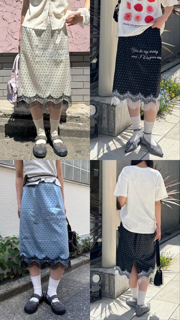 【CIAOPANIC】圓點圖案緞面刺繡五分裙 - 3 colors