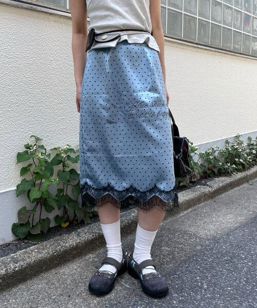 【CIAOPANIC】圓點圖案緞面刺繡五分裙 - 3 colors