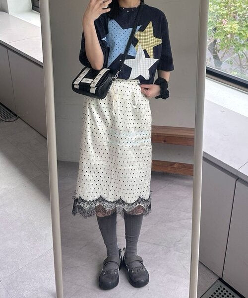 【CIAOPANIC】圓點圖案緞面刺繡五分裙 - 3 colors