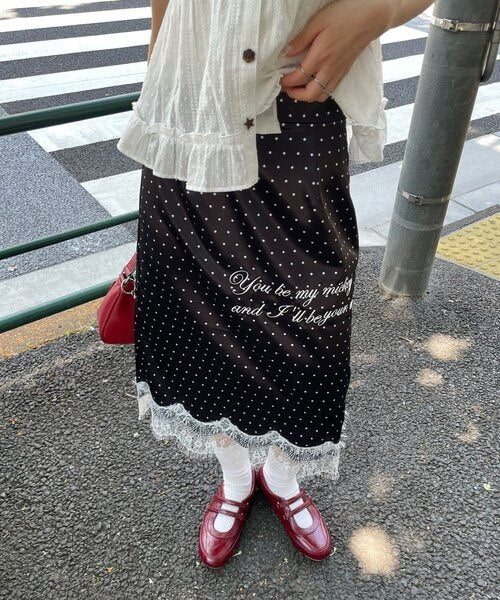 【CIAOPANIC】圓點圖案緞面刺繡五分裙 - 3 colors