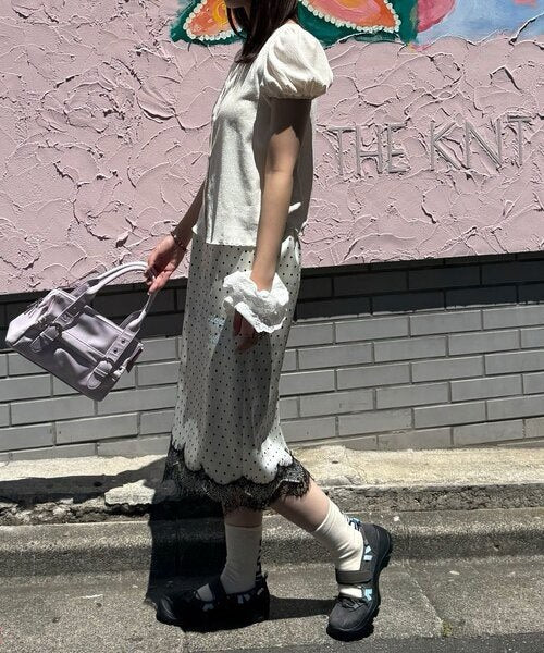 【CIAOPANIC】圓點圖案緞面刺繡五分裙 - 3 colors