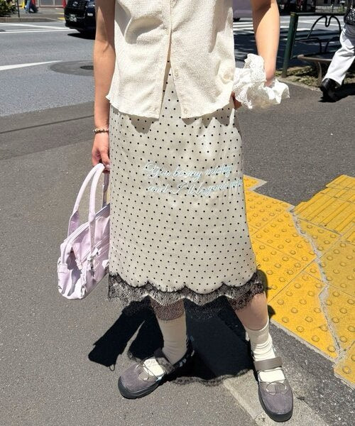 【CIAOPANIC】圓點圖案緞面刺繡五分裙 - 3 colors